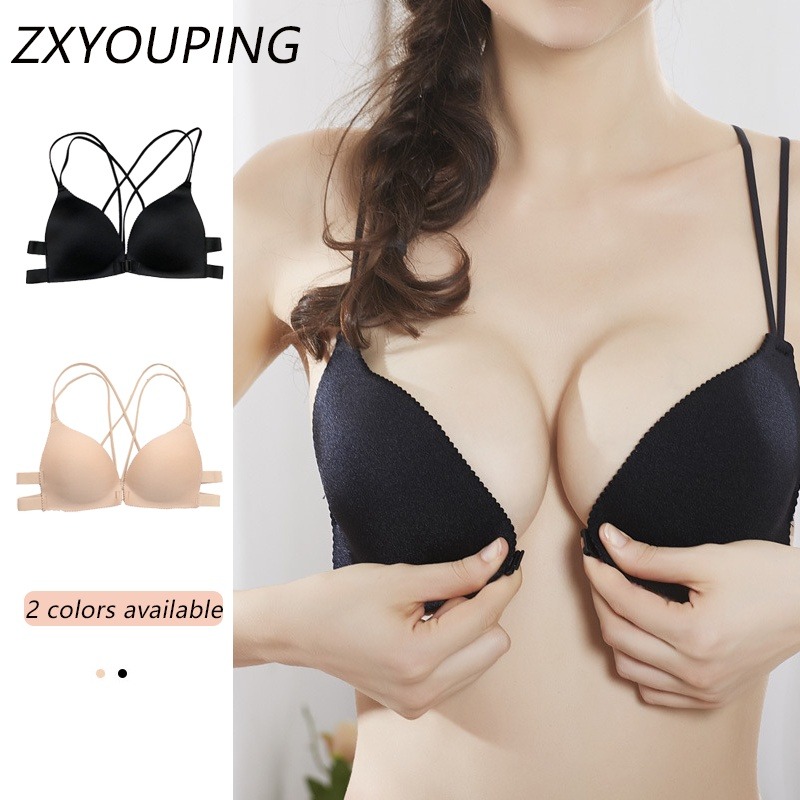 Wirefree Bra Comfort - 1 ชิ้นแฟชั่นสามเหลี่ยมถ้วยหัวเข็มขัดด้านหน้า Push-Up Bra ไม่มีลวดเซ็กซี่สบายบางชุดชั้นในกีฬา Bra