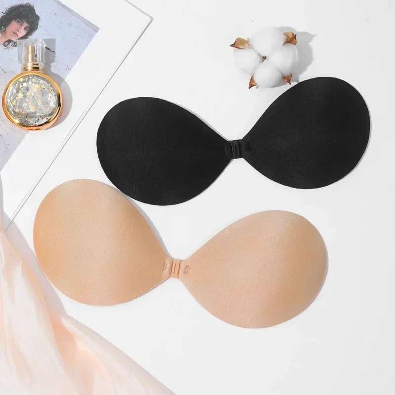 Strapless Bra Adhesive - 1/2/4 ชิ้น บราผู้หญิงแบบซิลิโคนไร้สาย บราดันทรงแบบซ่อนตัว ติดแน่นด้วยกาวในตัว ปิดด้านหน้า