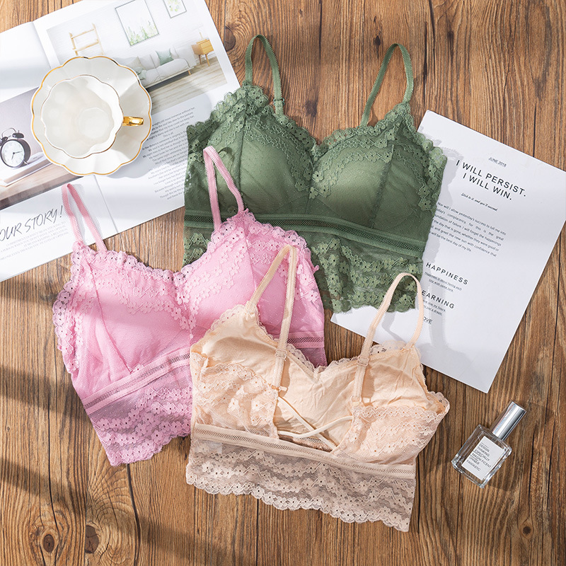 Sheer Bra Lace - 3D ชุดชั้นในลูกไม้สุดเซ็กซี่บราบราทรงสปอร์ตไร้รอยต่อบรายกทรงเปิดหลังแบบตัวยูชุดชั้นในผู้หญิง