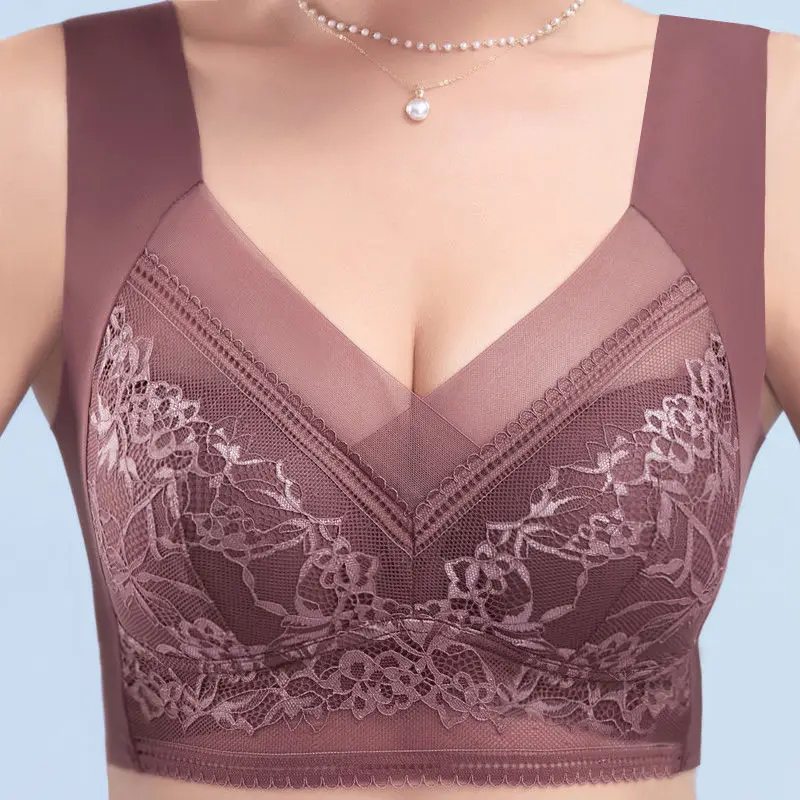 L-6L ผู้หญิงขนาดใหญ่ Bra Push  - Sheer Bra Lace บทวิจารณ์และราคา